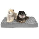 Furhaven 犬猫用冷却ジェルフォームペットベッド - クラシッククッション超豪華なカーリーファー犬用ベッドマット、取り外し可能な洗えるカバー付き、グレー、...
