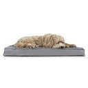 Furhaven 犬猫用冷却ジェルフォームペットベッド - クラシッククッション超豪華なカーリーファー犬用ベッドマット、取り外し可能な洗えるカバー付き、グレー、...