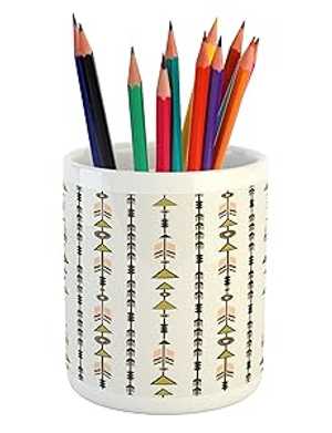 Ambesonne Arrow Pencil Pen Holder, Style Arrow and Geometric Pattern i...