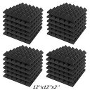JBER Acoustic Sound Foam Panels, 24 Pack 2" X 12" X 12" Charcoal Soundproofing Treatment Studio Wall Padding Sound Absorbing Fireproof Pyramid