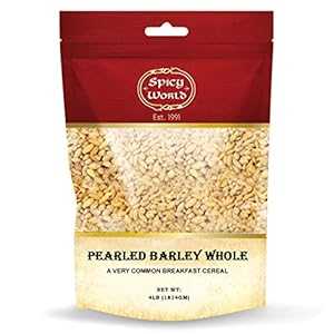 スパイシーワールド パールド大麦全粒 4 ポンドバッグ (64 オンス) - すべて天然、生、米国産 Spicy World Pearled Barley Whole 4 Pound Bag (64oz) - All Natural, Raw, USA Grown