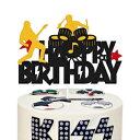 楽天GlomarketYOYMARR Rock and Roll Music Cake Topper Happy Birthday Sign Cake Decorations for Drums Guitar Musical Notes Player Rock Lets Party Themed Birthday Party Supplies Glitter Black Décor
