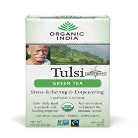 楽天Glomarketオーガニック インディア トゥルシー グリーン ティー、ティーバッグ 18 袋 （1 パック） ORGANIC INDIA Tulsi Green Tea, 18 Tea Bags （1 Pack）