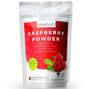 powbab Raspberry Powder from 100 USA Grown Organic Raspberries. No Added Sugar, Not Freeze Dried, No Juice Concentrate, No Maltodextrin. Dehydrated Fruit for Baking. Immune Boost Skin Hair (5 oz)