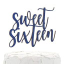 iiXR16΂̒aP[Lgbp[-XEB[gVbNXeB[-ʃlCr[u[Ob^[-v~AĩAJ NANASUKO 16th Birthday Cake Topper - Sweet Sixteen - Double Sided Navy Blue Glitter - Premium Quality Made in USA