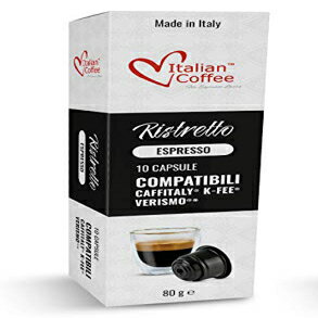 Italian Coffee capsules compatible with Starbucks Verismo, CBTL, Caffitaly, K-fee systems (80 pods RISTRETTO blend)