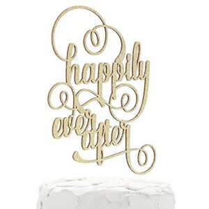 ナナスコウエディングケーキトッパー-いつまでも幸せに-両面ゴールドラメ-プレミアム品質のアメリカ製 NANASUKO Wedding Cake Topper - happily ever after - Double Sided Gold Glitter - Premium quality Made in USA