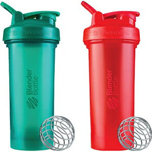 BlenderBottle Classic V2 28IXVF[J[{gA2pbNFԂƗ Blender Bottle BlenderBottle Classic V2 28-Ounce Shaker Bottle, 2-Pack: Red and Green