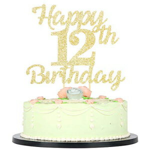 LVEUD 12歳の誕生日ケーキトッパーお誕生日おめでとう、12ゴールデンフラッシュ12日ケーキトッパー、お誕生日おめでとうケーキトッパーケーキ飾り（12日） LVEUD 12th Birthday Cake Topper for Happy Birthday, 12 Golden Flash 12th Cake Topper，Happy B