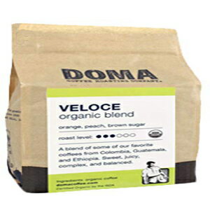 Doma Coffee "Veloce Organic Blend" ミディアムローストオーガニック全粒コーヒー - 12オンスバッグ Doma Coffee "Veloce Organic Blend" Medium Roasted Organic Whole Bean Coffee - 12 Ounce Bag