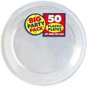ビッグパーティーパック透明プラスチックプレート 7 インチ 50 個パック パーティー用品 Amscan Big Party Pack Clear Plastic Plates 7" Pack of 50 Party Supply