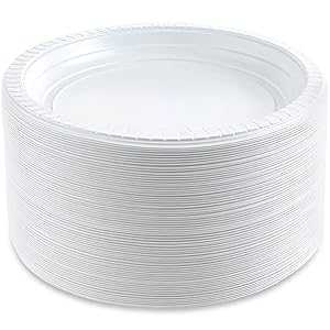 Blue Sky 100 枚の使い捨てプラスチックプレート、6 インチ、ホワイト BLUESKY Blue Sky 100 Count Disposable Plastic Plates, 6-Inch, White