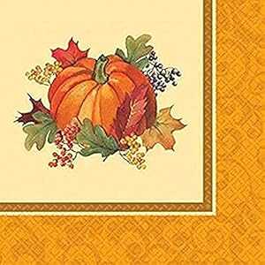 amscan Bountiful Thanksgiving Multicolored Dinner Paper Napkins, 16 Ct. Party Tableware
