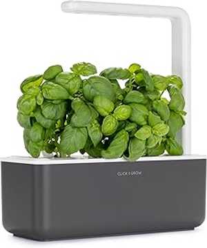 Grey, Click and Grow Smart Garden 3 Indoor Herb Garden (Includes Basil Plant Pods), Grey