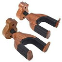 PUNK Guitar Wall Mount Hanger,Guitar Hook Stand,2-pcs, Auto Lock Guitar Wall Hanger,Guitar Hanger Wall Mount,Acoustic, Electric, Classical,Bass Guitar Stand. (guitar shape mahogany wood base 2pcs)