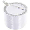 WDF 100pcs Silver Dessert Plates 7.5
