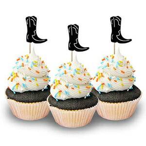 ܡ֡ĥȥåѡɥȥå顼֥å12pcǥ졼󥫥åץȥåѡ picwrap Cowboy boots Cake Topper Card Stock Color Black 12pc decoration cupcake topper