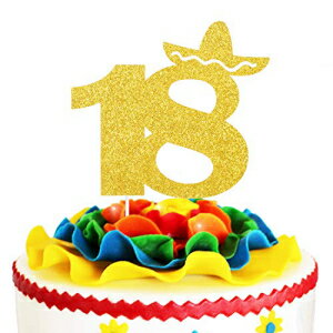 ե18Фȥåѡ-ɥᥭβƤΥե-Ť18˴-ˤλҽλ18Фѡƥ LHCING Fiesta 18th Birthday Cake Topper - Gold Glitter Mexican Summer Fiesta Cake Supplies - Cheers