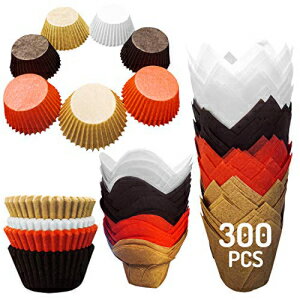 Gold Stars GoldStars 300 pack, 100Tulip, 100 Lotus, 100 Standard Cupcake Baking cups, grease proof paper, Brown, white, red and natural color.