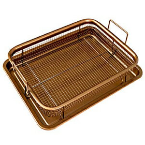 MUSENTIAL 2-Piece Non-Stick Bakeware Set for Oven with Crisper Pan and Cookie Sheet, 13 x 9-Inch (Copper, 1-Set)
