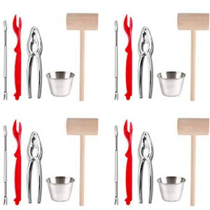 Artcome 22 Piece Seafood Tools Set for 4 People Including 4 Lobster Crab Crackers 4 Lobster Shellers 6 Seafood Forks 4 Sauce Cups and 4 Lobster Crab Mallets