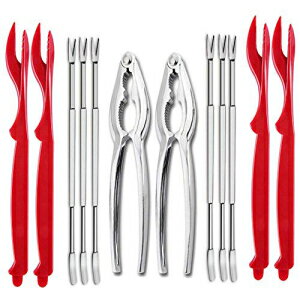 FANXIER 12 Pcs Crab Leg Crackers and Tools Set, Including 2 Crab Leg Crackers, 4 Lobster Shellers and 6 Crab Forks/Picks