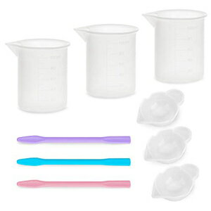 Resin Mixing Cups and Sticks, Gartful 9PCS Silicone Epoxy Measuring Cups Kit - 3PCS 100ml Graduated Cups, 3PCS Mini Resin Pour Cups, 3PCS Silicone Stir Sticks for Epoxy Resin, Glue, Paint Pouring