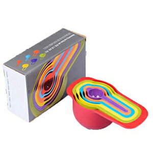 ZONGR Professional Measuring Cups Spoons with Colored Silicone Handle Set of 6 Baking tools