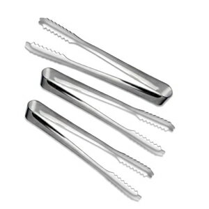 UPSTORE 3PK 7 inch Silver Stainless Steel Kitchen Tongs Metal Cooking Grilling Locking Food Tongs Utensils Food Tongs for Pasta Appetizers Salad Dessert Bread Ice and Other Small Items