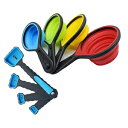 YALOON Silicone Measuring Cups Spoon Set 8 Pack Colorful Collapsible Baking Measurement Tools