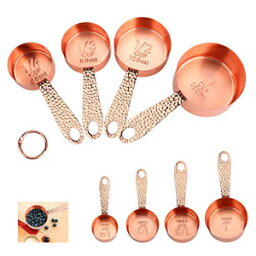 Number-one Copper Stainless Steel Measuring Cups Sets, Rose Gold Set of 4 Stackable Measuring Cups with Measurements Scale, Kitchen Measuring Cups Set for Wet/Dry Ingredients
