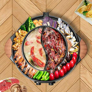CARESHINE Electric Grill Hot Pot Smokeless, 2 in 1 2200W 3.5L Hot Pot Barbecue Grill Non-Stick Pan Indoor barbecue oven 2-10 people