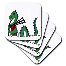 3dRose CST_200125_2 Funny Loch Ness Monster Playing The Bagpipes Soft Coasters (Set of 8)