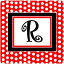 Caroline's Treasures Monogram-Red Black Polka Dots Foam Coasters (Set of 4), Initial Letter R, 3.5" H x 3.5" W, Multicolor