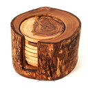 BeldiNest Sale! Olive Wood Rustic Coaster Set of 8 and Holder, Wooden Handmade Coasters