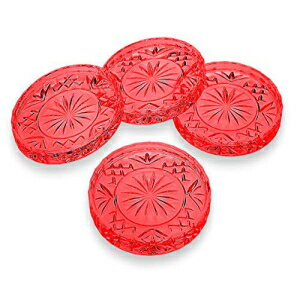 Godinger Coasters Dublin Crystal, Red - Set of 4