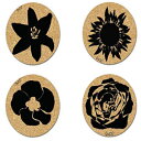 DunePlanet LLC DunePlanet - Decorative Cork Coaster - 100 Eco-Friendly Cork Coasters - Set of 4 Flower Theme Cork Coasters for Drinks- Eco-Friendly Cork Coasters for Drinks- Thick Design