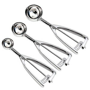 JUNADAEL J Cookie Scoop Set, Include 1 Tablespoon/ 2 Tablespoon/ 3 Tablespoon, 3PCS Cookie Scoops for Baking, Portion Scoop, Ice Cream Scoop With Trigger Release, Made of 18/8 Stainless Steel