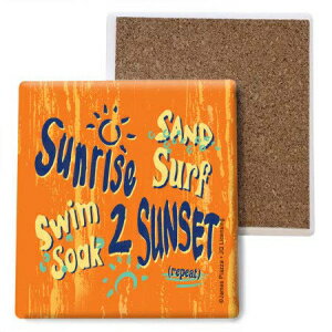 SJT ENTERPRISES, INC. Sunrise 2 Sunset (Repeat) Sand Surf Swim Soak - Beach Themed 4-Pack of 4 A..