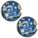 LANEABUY Funny 2.56 Absorbent Car Coasters 2 Pack for Drinks,Auto Coasters for Cup Holders,Ceramic Car Accessories Coasters Absorb Spills to Keep Cupholders Clean - Abstract Blue Starry Sky