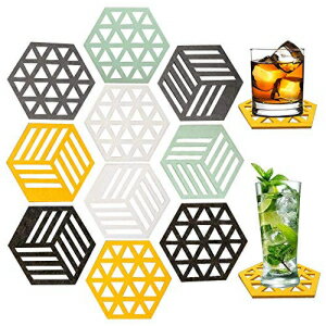 XGiGiX 10PCS New Creative Geometric Wool Felt Coasters Kit, for Drink Mat, Vases Mat, Heat Insulation Pad, Place Mat, Pot Mat, Absorbent and Dirt Resistance, can Splice and Combination.