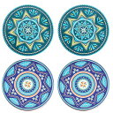 SAYOK Table Coasters Christmas Ceramic Absorbent Stone Mandala Coaster with Wooden Non-Slip Cork Base Mugs Glasses Beer Coffee Cup Drink Holders,Great Farmhouse Room Party Decor Set of 4