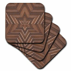 3dRose CST_155683_2 Magen David Stars-Photo Print of Wood Carving-Brown Wooden Jew Symbol-Judaism-Jewish Gifts-Soft Coasters, Set of 8
