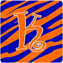 Caroline's Treasures Monogram-Tiger Stripe Blue and Orange Foam Coasters (Set of 4), Initial Letter K, 3.5