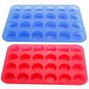 2パックシリコンミニマフィンパン 24シリコンベーキングカップシリコンモールドカップケーキベーキングパン（青と赤） EYECLUB 2 Pack Silicone Mini Muffin Pan, 24 Silicone Baking Cups Silicone Molds Cupcake Baking Pan(Blue and Red)