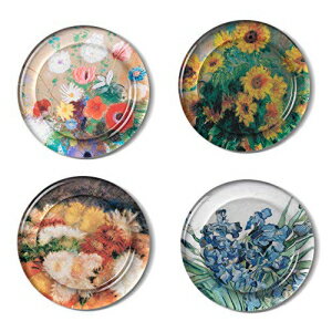 The Metropolitan Museum of Art Floral Glass Drink Coasters, Felt Backing, Set of 4