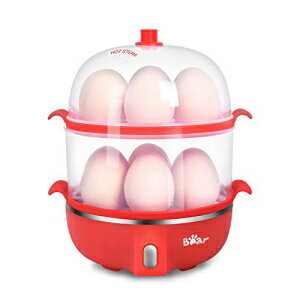 Bar Rapid Electric Egg Cooker Poacher Bear, 14 Capacity Egg Boiler for Poached Scrambled Omelets Steamed Vegetables Dumplings, Hard Boiled Egg Cooker Maker with Auto Shut-Off, Red