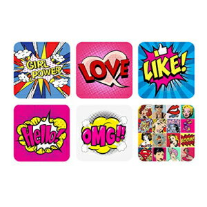 SWEET HOME Retro Women Power Style Round Beverage Bar Coasters, Novelty Drink Coaster, Set of 12, Create Fun your Kids, Enjoy wih your TableTop. Usable For Hot and Cold Beverages
