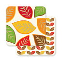 Fall Leaves Reversible Set of 10 Decorative Absorbent Coasters 4 x 4 inches Easy Elegant Entertaining Housewarming Everyday Holiday Indoor Outdoor Cocktail Biodegradable Eco-Friendly by Faux Designs