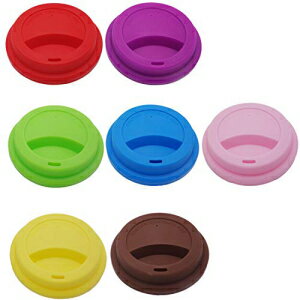 7つのシリコンカップの蓋のパック 防塵防滴交換用コーヒーマグの蓋カバー D-Worthy Pack of 7 Silicone Cup Lids, Anti-Dust Spill Proof Replacement Coffee Mug Lids Cover